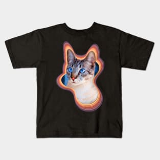 colorful domestic shorthair cat painting Kids T-Shirt